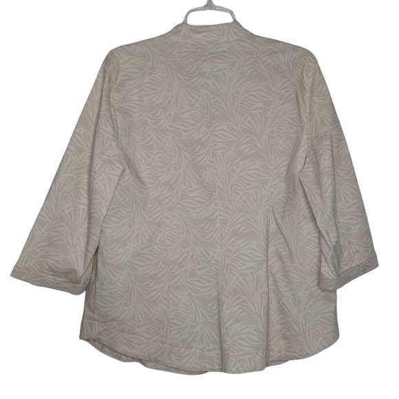Chico's Lightweight Jacket Beige Palm Leaf Print Stretch Women's Large Button Up - Picture 4 of 10